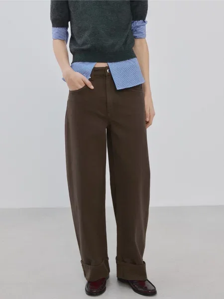 Широкі джинси MANGO темно-коричневий коричневі