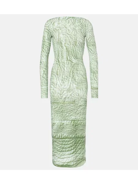 Sukienka midi Mm6 Maison Margiela z nadrukiem z dżerseju do kolan zielona