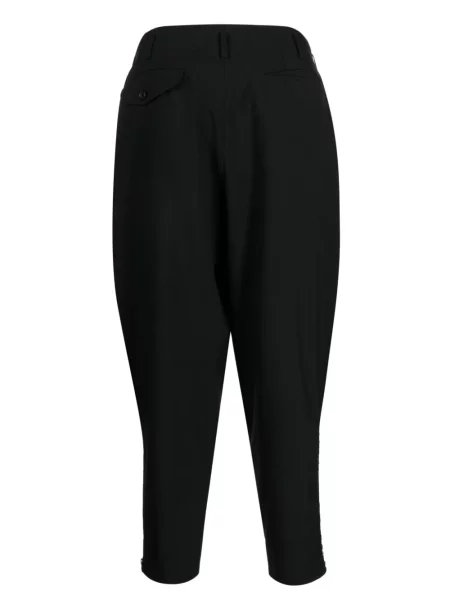 Vilnonės kūginis kelnės Black Comme Des Garçons apkarpytas juoda