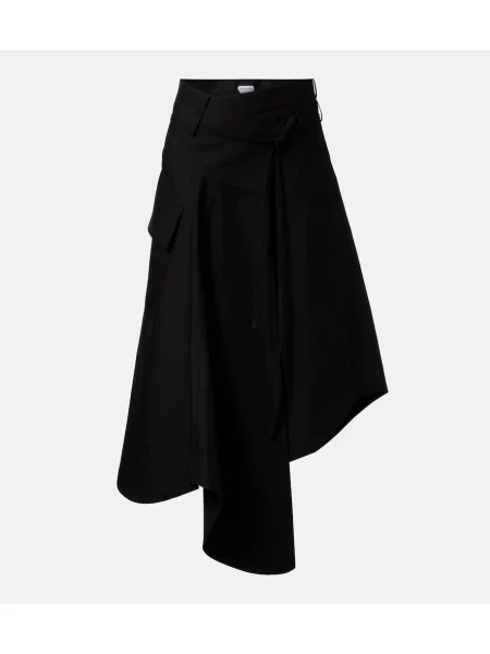 Fustă midi Bottega Veneta asimetrică negru