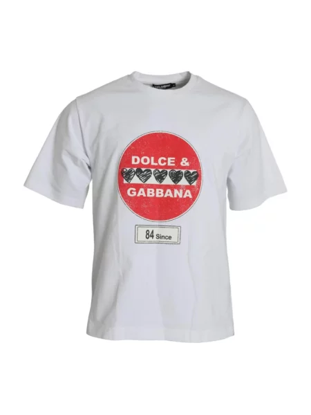 Koszulka Dolce And Gabbana z nadrukiem w serca biała