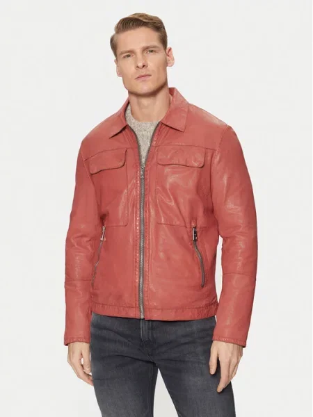 Usnjena jakna Milestone rdeča