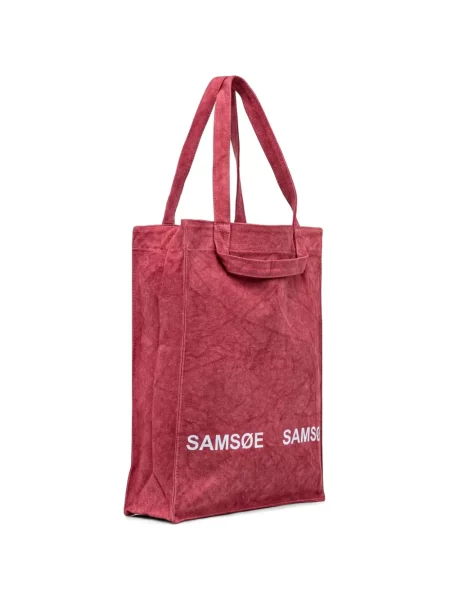 Geantă shopper Samsøe Samsøe cu autograf roșu