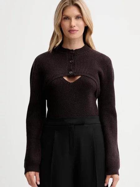 ISABELLE BLANCHE cardigan din amestec de lână maro