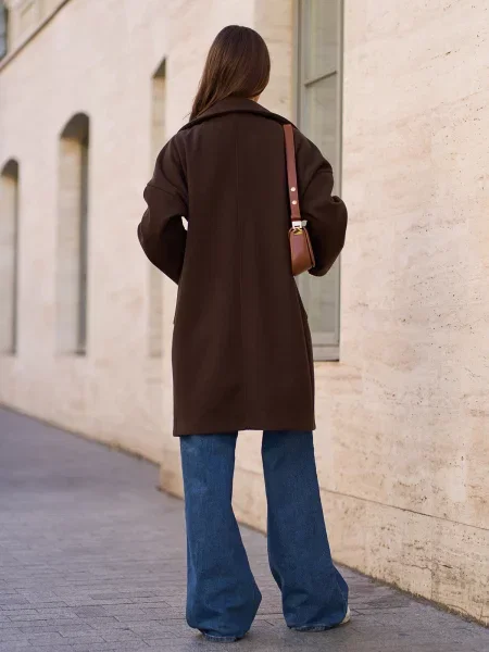 Пальто ISSA Plus темно-коричневий кашемір коричневе
