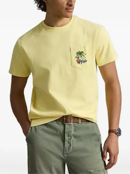 Tricou polo Polo Ralph Lauren cu broderie galben