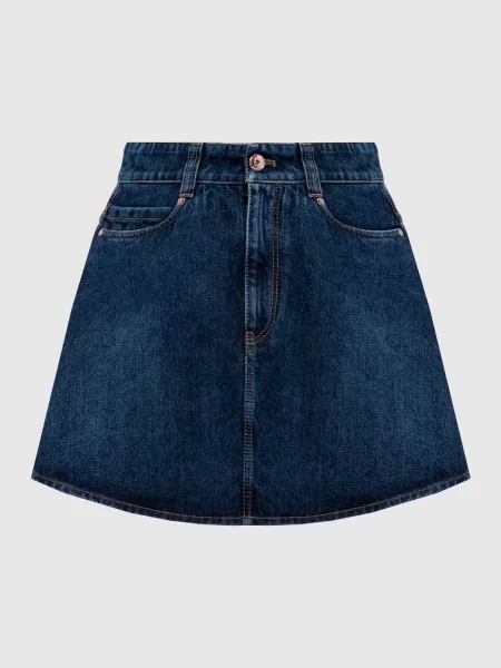 Джинсова спідниця міні з ланцюжком моніль Brunello Cucinelli синя