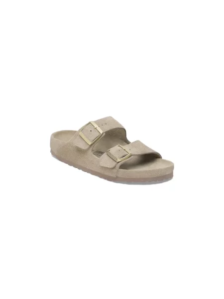 Sandały Birkenstock skórzane bez obcasa beżowe
