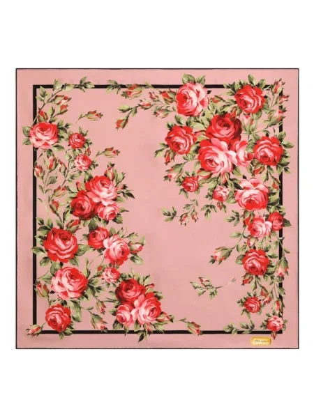 Fular Dolce & Gabbana cu model floral cu imagine roz