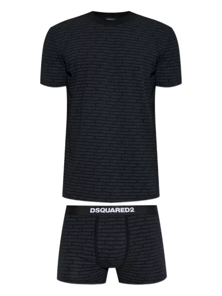 Piżama Dsquared2 z nadrukiem czarna
