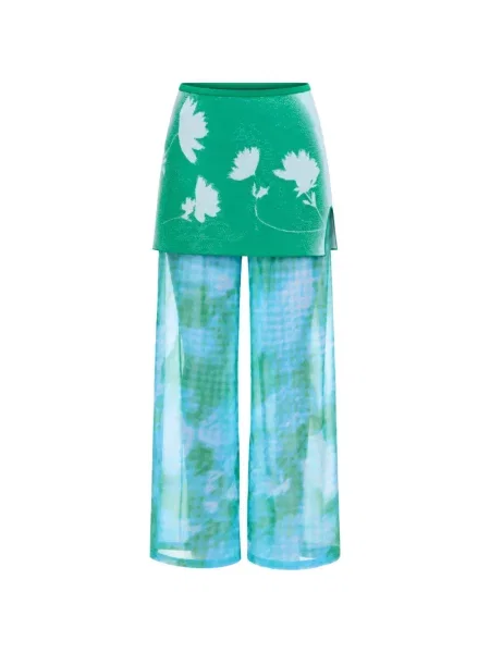 Pantaloni Ph5 cu model floral cu imagine verde