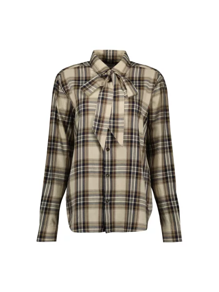 Koszula Saint Laurent w kratkę z kokardką beżowa