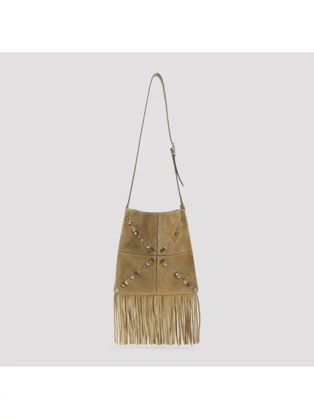 Lniana torba crossbody Valentino Garavani beżowa