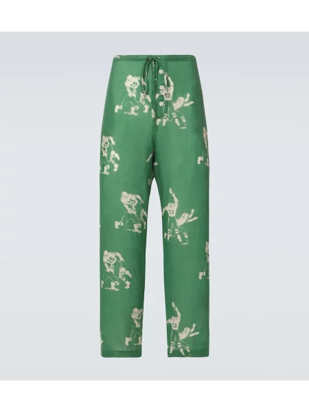 Lněné kalhoty Bode zelené