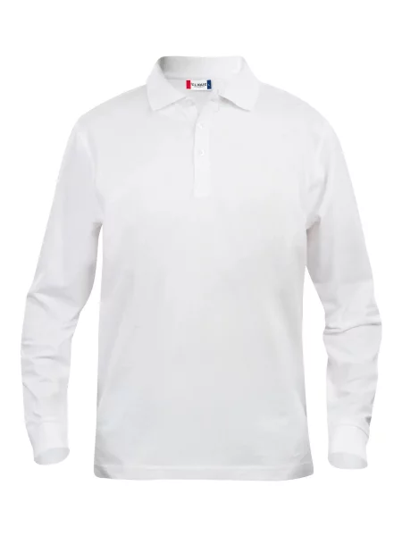 Clique Basic Polo L/S Junior z bawełny w kolorze białym – white biała
