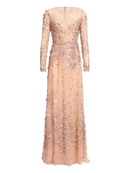Rochie maxi Elie Saab cu paiete de costum roz