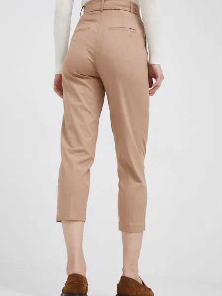 Kalhoty United Colors of Benetton jednoduché high waist béžová