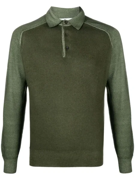 Polo Etro cu broderie tricotate verde