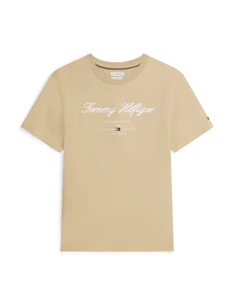 TOMMY HILFIGER Tričko šampanské / biela béžová