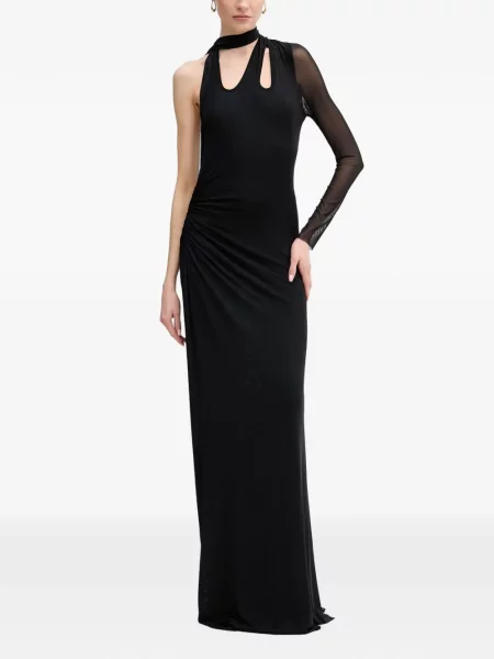 Rochie maxi Silvian Heach cu volane asimetrică negru
