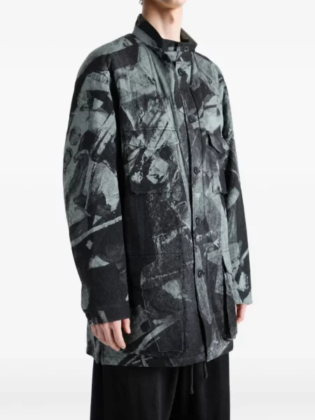 Μπουφάν Yohji Yamamoto με σχέδιο με αφηρημένο print μαύρο