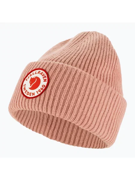 Fjallraven czapka Logo z grubej dzianiny wełniana różowy