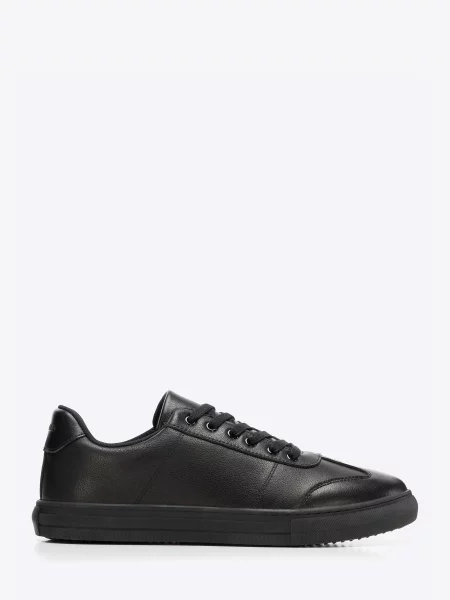 Sneakersy ze skóry licowej czarne