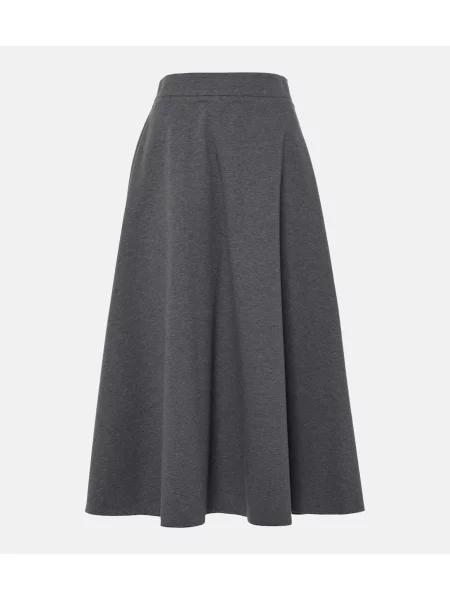 Fustă midi Brunello Cucinelli până la genunchi gri