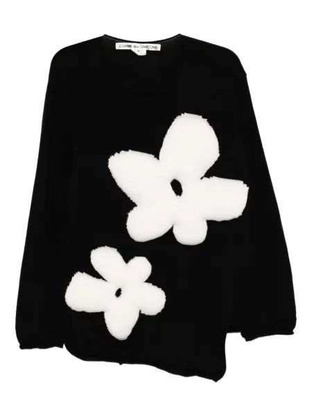 Pulover Comme Des Garçons cu model floral negru