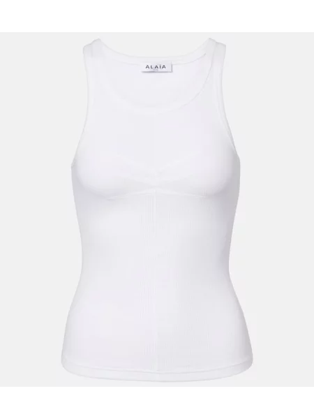 Top Alaïa din jerseu alb
