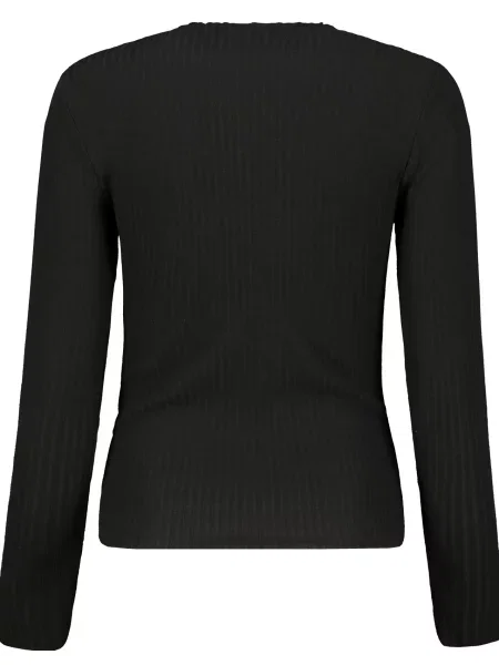 Bluzka z długim rękawem z prążkowaną fakturą model ‘Emma’ Only czarna