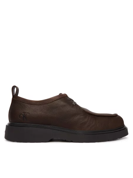 Nizki čevlji Calvin Klein Combat Apron Laceup Tu Lth Temno rjava