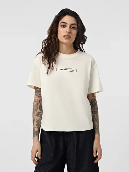 Устойчивый футболка Emporio Armani бежевая