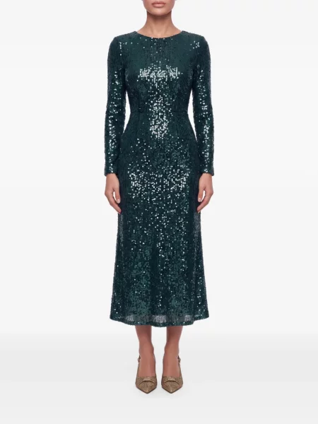 Lung rochie midi Post Meridiem cu paiete verde