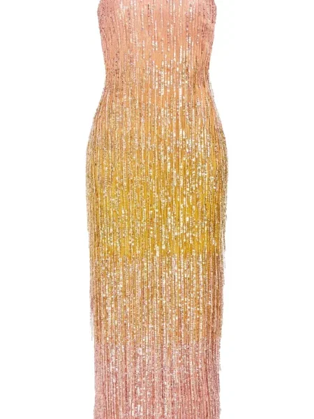 Rochie midi Aje cu paiete roz