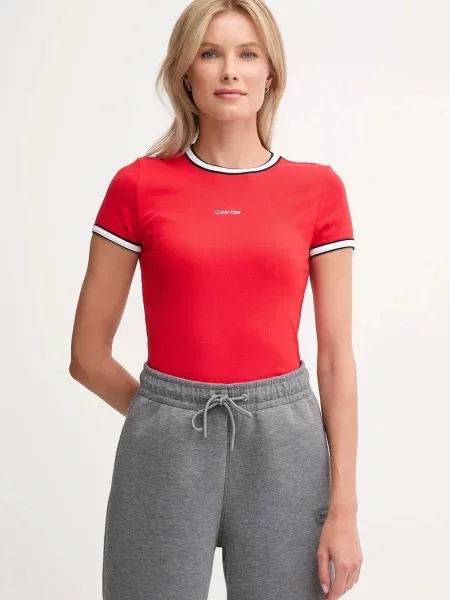 Тениска Calvin Klein Jeans дамска червено