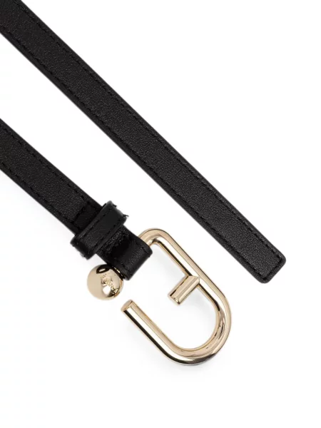 Cu centură curea Furla din piele negru
