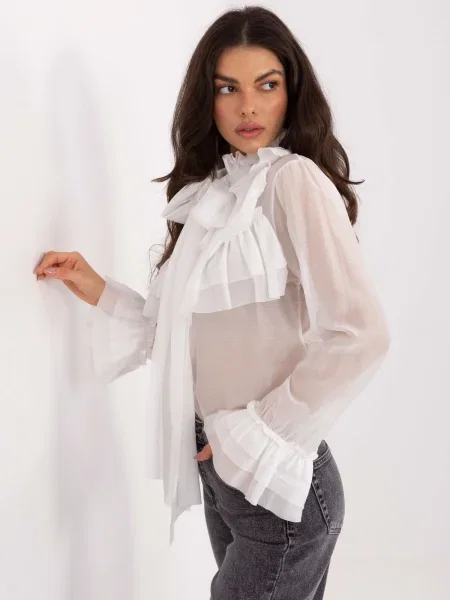 Bluză cu volane Factory Price cu volane alb