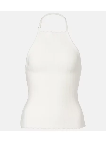 Top Jacquemus tricotate cu gât halter alb