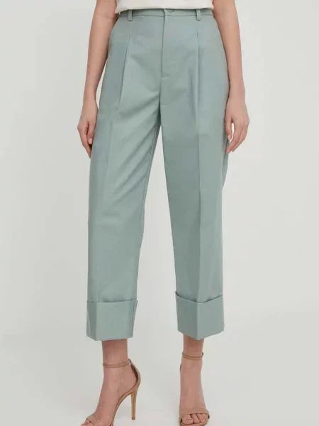 Lauren Ralph Lauren spodnie proste high waist zielony