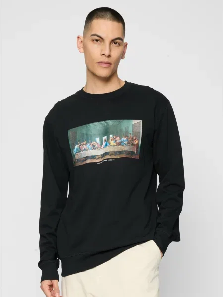 Суичър без качулка Mister Tee черно