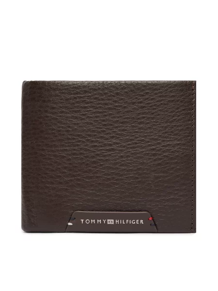 Tommy Hilfiger Портфейл Th Corp Cc Flap And Coin Тъмнокафяв