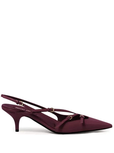 Pantofi cu toc Miu Miu cu cataramă slingback roșu