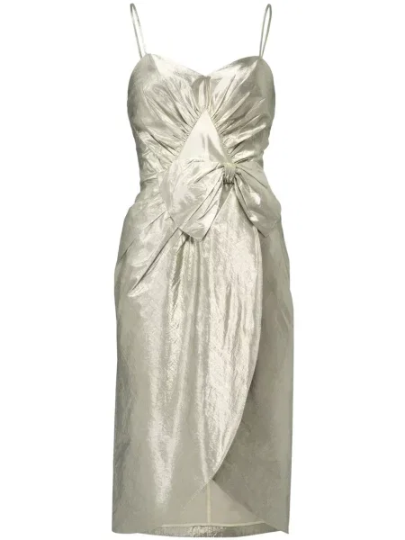 Rochie midi Maison Margiela cu funde până la genunchi de costum argintiu