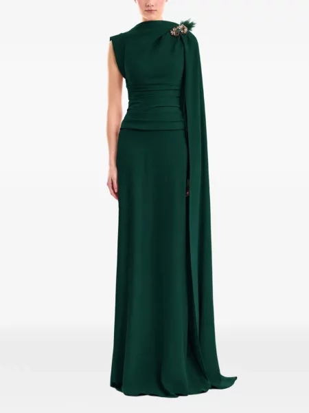 Rochie Gemy Maalouf cu pene verde