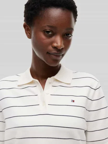 Sweter w kroju regular fit z czystej bawełny z kołnierzykiem polo Tommy Hilfiger biała