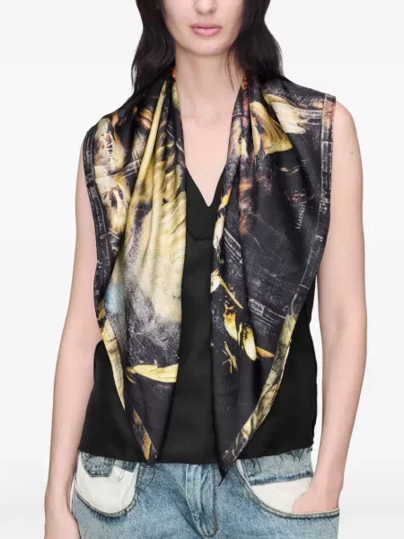 Fular Maison Margiela de mătase cu imagine negru