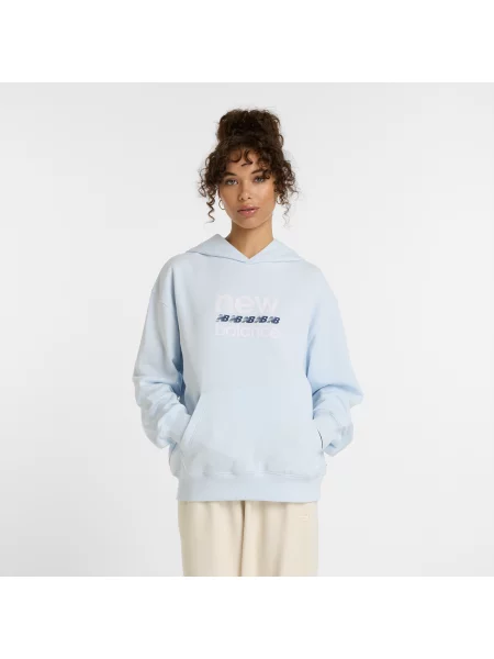 Mikina New Balance Sport Graphic French Terry Hoodie ice blue modrá