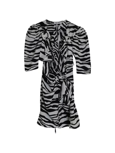 Sukienka mini The Attico z nadrukiem w zebrę garniturowa biała