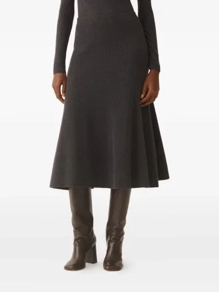 Spódnica midi Fabiana Filippi do kolan prążkowana szara